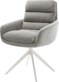 Drehstuhl Abelia-Flex mit Armlehnen Strukturstoff Soft Grau Kreuzgestell breit Weiß 360° drehbar Wippfunktion