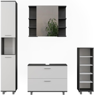 Badmöbel-Set Ilias Anthrazit/Weiß 4 Teile Vicco