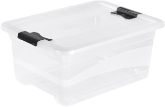 keeeper Aufbewahrungsbox mit Deckel und Schiebeverschluss, 39,5 x 29,5 x 17,5 cm, 12 l, Cornelia, Transparent