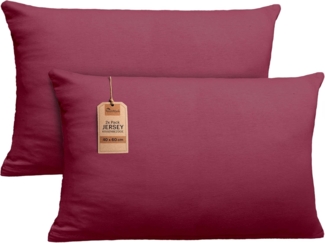 NatureMark 2er Pack Jersey Kissenbezug Kissenhülle Kissenbezüge Seitenschläferkissen Nackenkissen viele Größen und Farben ÖKO-TEX (40x60 cm (Nackenkissen geeignet), Bordeaux rot)