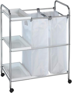 Wäschekorb, 2-Kammer ARONA - mobiler Wagen mit 3 Böden, WENKO