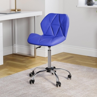 Vida Designs Geo 3331240 Büro-Computer-Stuhl, blau, Gaming-Stuhl, Sekretär, Beine mit Drehrollen, Höhe verstellbar, Chrom, Polyurethan-Kunstleder