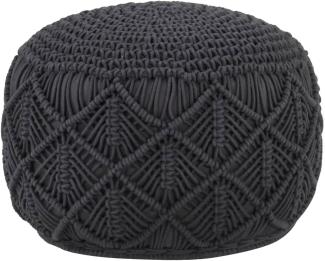 vidaXL Makramee Sitzpuff Handgefertigt Sitzpouf Sitzhocker Hocker Pouf Puff Ottomane Fußhocker Fußschemel Rund Anthrazit 45x30 cm Baumwolle