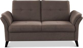 CAVADORE 2er Sofa Grönland / Skandinavische 2-Sitzer-Couch mit Federkern + Sitztiefenverstellung / 173 x 90 x 102 / Flachgewebe, Braun