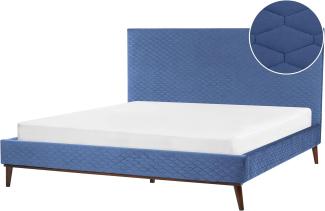 Bett mit Lattenrost BAYONNE 180 x 200 cm Samtstoff Blau