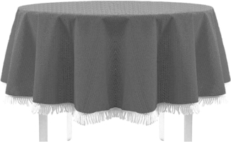 Gartentischdecke mit Fransen 130 cm rund dunkelgrau