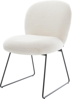 Esszimmerstuhl Nube-Flex Bouclé Soft Beige Kufengestell Schwarz Taschenfederkern