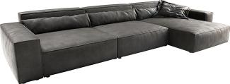 Ecksofa Sirpio XL 370x170 cm Lederimitat Vintage Anthrazit