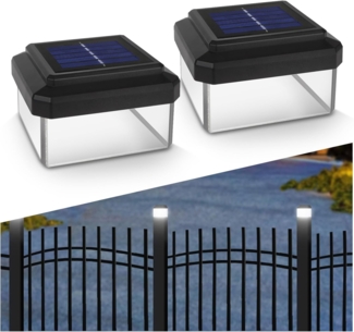 GreenBlue LED Gartenleuchte Solarmastleuchte für Zaun Outdoor geeignet, LED fest integriert, Warmweiß, solarbetriebene LED Gartenlampe für Garten und Zaun wetterfest