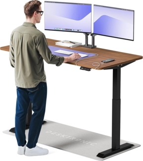 Höhenverstellbarer Schreibtisch (160x80 cm) - Sitz- & Stehpult mit Ladebuchsen - Schreibtisch Höhenverstellbar Elektrisch Touchscreen & Stahlfüßen - Schreibtisch Höhenverstellbar von Desktronic