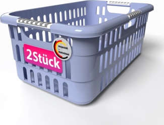 BigDean 2 Stück Wäschekorb 40L mit Softgriffen – Wäschewanne Made in Germany