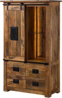 Massivmoebel24 Dreh-/Schwebetürenschrank #115 (Mango / Altholz 90 x 45 x 150 natur lackiert RAILWAY LUX #115)