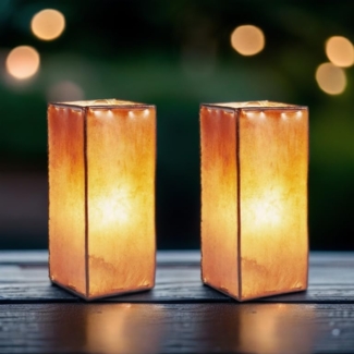 Marrakesch Orient & Mediterran Interior Nachttischlampe 2er Set Leder Nachttischlampe Tischlampe Lampe Janka braun, 2er SET, Handarbeit