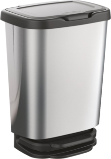 M home Mülleimer Treteimer Jive in Alu-Optik, mit Soft Close Deckel Antirutschfüßen und Klemmring