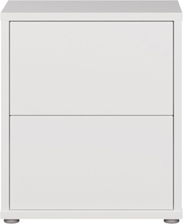 Forte Alice Springs Kommode 50, moderner Nachttisch, Beistelltisch, 2 Schubladen, Schlafzimmer, Wohnzimmer, Holzwerkstoff, Weiß, 49,8 cm breit x 57,5 cm hoch x 34,9 cm tief