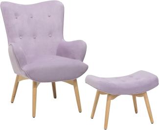 Sessel Samtstoff rosa plus Hocker VEJLE