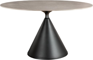 riess-ambiente Esstisch SIGNATURE 135cm grau/schwarz - Keramik, Metall, Säulenfuß, Stein-Optik (Einzelartikel, 1-St), Runder Tisch - ideal für moderne Küchen, Wohn-, Esszimmer & Wohnküchen