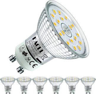 EACLL GU10 LED Neutralweiss 5W Ersetzt 65W Halogen Leuchtmittel, 6er-Pack. 495 Lumen 4000K Birnen, AC 230V Flimmerfrei Strahler, Abstrahlwinkel 120° Spot, Nicht Dimmbar Reflektorlampen