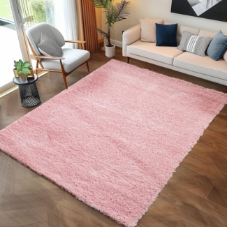 Carpettex Hochflor-Teppich Unicolor - Einfarbig, Rechteckig, Höhe: 30 mm, Einfarbig Shaggy Teppich Wohnzimmer Langflor versch. farben und größen