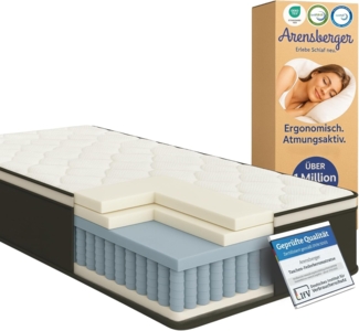 Arensberger EMILIA Federkernmatratze mit GEL-Schaum und integriertem Topper | 120x200 cm Höhe 23cm | Härtegrad H3/ H4 | HR Taschenfederkern Matratze