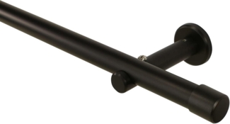 iso-design Gardinenstange 20 mm Schwarz Endstück Kappe Wand- oder Deckenmontage, Ø 20 mm, 1-läufig, Fixmaß, Metall