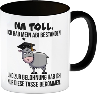 speecheese Tasse Zickige Ziege Abitur Kaffeebecher in schwarz mit Spruch Abi bestanden