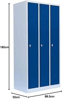 3er Spind Spint Umkleide Stahl Kleiderschränke Gaderobenschrank 3 türiger Spind Lichtgrau/Blau 510131