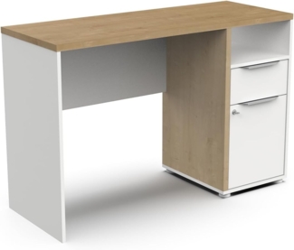 Demeyere Monaco Schreibtisch, Weiß und Eiche, 116 x 77 x 45 cm