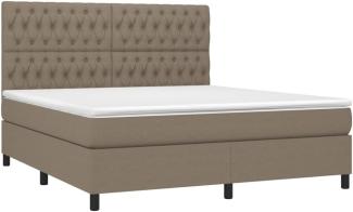 vidaXL Boxspringbett mit Matratze & LED Taupe 180x200 cm Stoff 3135137