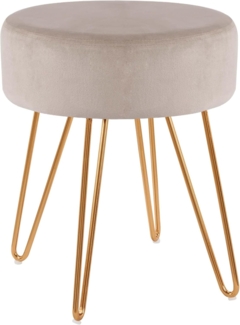 Duhome Hocker, Sitzhocker Rund Hocker Samt oder Stoff Lederoptik Schemel Metallbeine