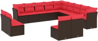 vidaXL 13-teiliges Gartensofa-Set mit Kissen, braun, Polyrattan 3218494