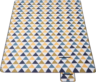 SONGMICS Picknickdecke, 300x200 cm, groß, Campingdecke, für Park, Garten, Strand, wasserdicht, faltbar, gelbe und Blaue Dreiecke GCM073Q01, Yellow and Blue Triangle Pattern