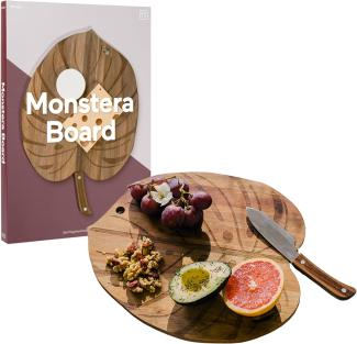 Doiy Servierbrett Monstera Board mit Messer Akazie