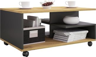 VCM Beistelltisch & Couchtisch Stango 919398 Anthrazit / Honig-Eiche H. 41 x B. 80 x T. 50 cm