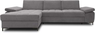 DOMO Collection Curacao Ecksofa, Eckcouch mit Federkern, Sofa mit Armlehnfunktion in L-Form, Schlaffunktion, dunkelgrau, 160 x 297 cm