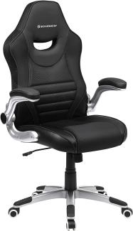 Songmics Bürostuhl, ergonomischer Drehstuhl, Gamingstuhl mit hochklappbaren Armlehnen, Computerstuhl, Nylon-Sternfuß, max. statische Belastbarkeit 150 kg, fürs Büro, schwarz OBG63BK