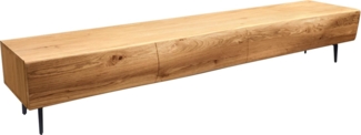 Lowboard New Live-Edge 200 cm Eiche Natur 4 Türen Winkelfuß Metall Schwarz