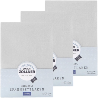 Julius Zöllner Spannbetttuch Jersey 70x140 / 60x120 Hellgrau 3er Pack