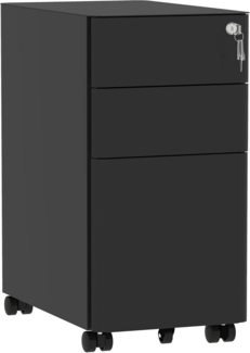DWVO 3 verschließbare Schubladen Metall Aktenschrank, Mobile Aktenschrank für Home Office, Unter Schreibtisch Datei Büro Schubladen für Brief/Legal / A4, Vollständig montiert, schwarz