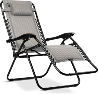 Sofotel Sonnenliege Gartenliege Liegestuhl ChillWell Soft - Klappbar mit Kissen - 3D FoamGrid Gewebe Belastbar bis 120 kg - 160 x 107 x 60 cm - Grau