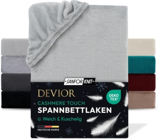 Devior Spannbettlaken aus 100% Nicki-Plüsch mit Cashmere-Touch, 190 g/m² mit Einlaufschutz, Nicki, Gummizug: Rundumgummizug, für Boxspringmatratze bis 32cm - Spannbettlaken 180 x 200 cm kuschelig