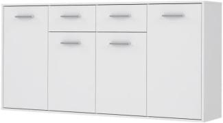 Forte ANTUZA Kommode B x H x T: 162,3 x 88,1 x 34,2, Holzwerkstoff, Weiß, Groß