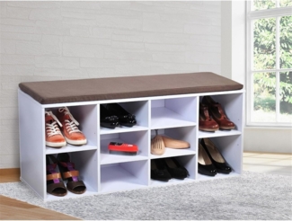 HTI-Living Schuhregal Garderobenbank mit 10 Fächern inkl. Sitzkissen, Stück 1-tlg, Schuhregal Sitzbank