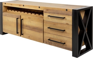 riess-ambiente Sideboard THOR 195cm vintage braun / schwarz (Einzelartikel, 1 St), Wohnzimmer · Massivholz · Metall · Kommode · Industrial Design