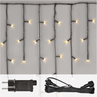 EMOS Connect System Basis Set Standard, 2,5m Eisregen Weihnachtslichterkette + 5m Verbindungskabel + Netzteil mit Timer, 100 LEDs, IP44 für Innen und Außen, Warmweiße Lichtfarbe, 6/18h Leuchtmodus