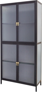 riess-ambiente Vitrine AMSTERDAM 180cm schwarz / gold (Einzelartikel, 1-St) Wohnzimmer · Metall · Glas · Stauraum · Küche · Modern Design