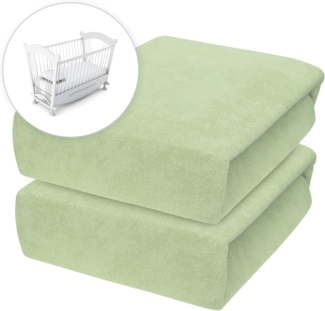 2 x Frottee Spannbettlaken für 90x40 cm Babybett-Wiegematratze (grün)