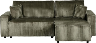 Eckschlafsofa ABACKA Cord Grün mit Stauraum 2-Sitzer linksseitig