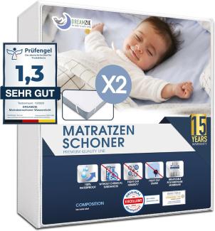 Matratzenschoner 80x160 cm Wasserdicht (2er-Set) Oeko-TEX Zertifiziert von Dreamzie - Atmungsaktive Matratzenauflage