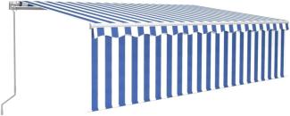 vidaXL Markise Manuell Einziehbar mit Rollo & LED 5x3 m Blau & Weiß 3069341